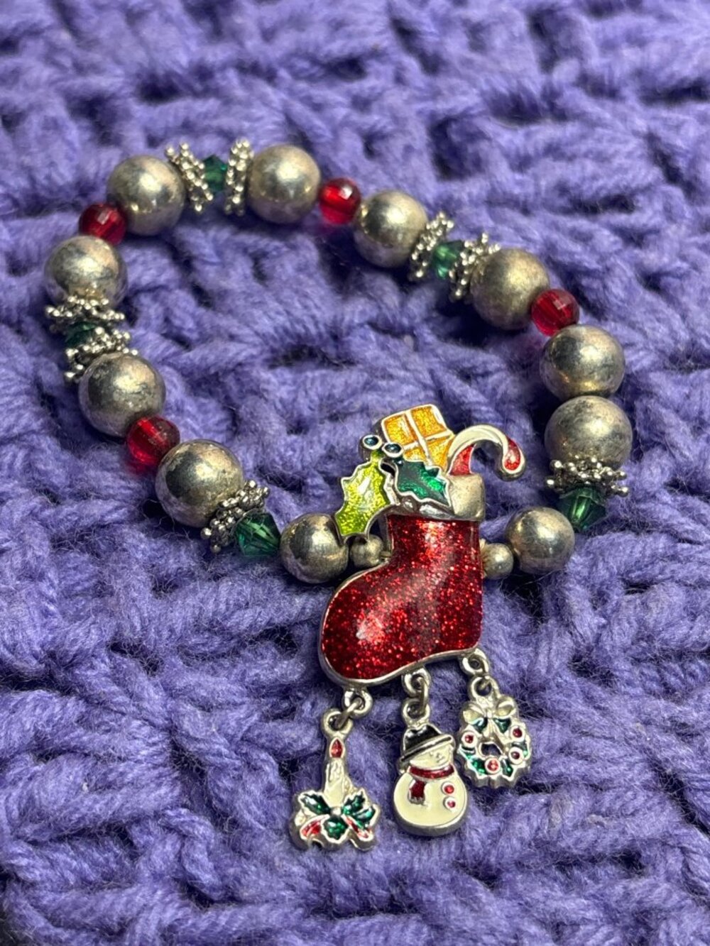 Christmas  Charm Stretch Stocking Dainty Candle Snowman Wreath Charms